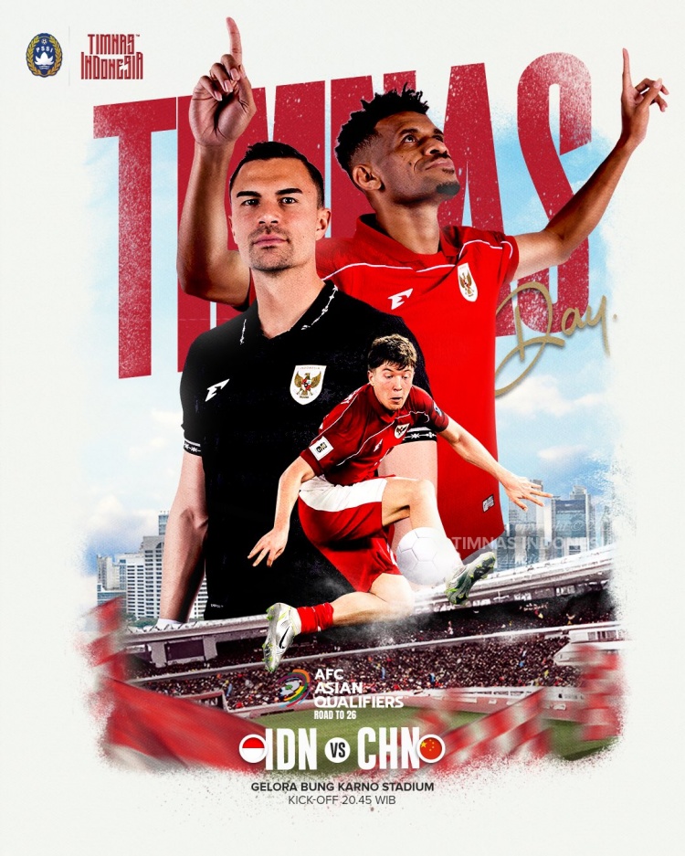 積9分暫列小組第四，印尼隊發(fā)布對陣中國隊的官方海報