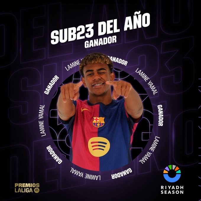 違約金10億歐&身價1.8億！官方：17歲亞馬爾當(dāng)選西甲賽季最佳U23