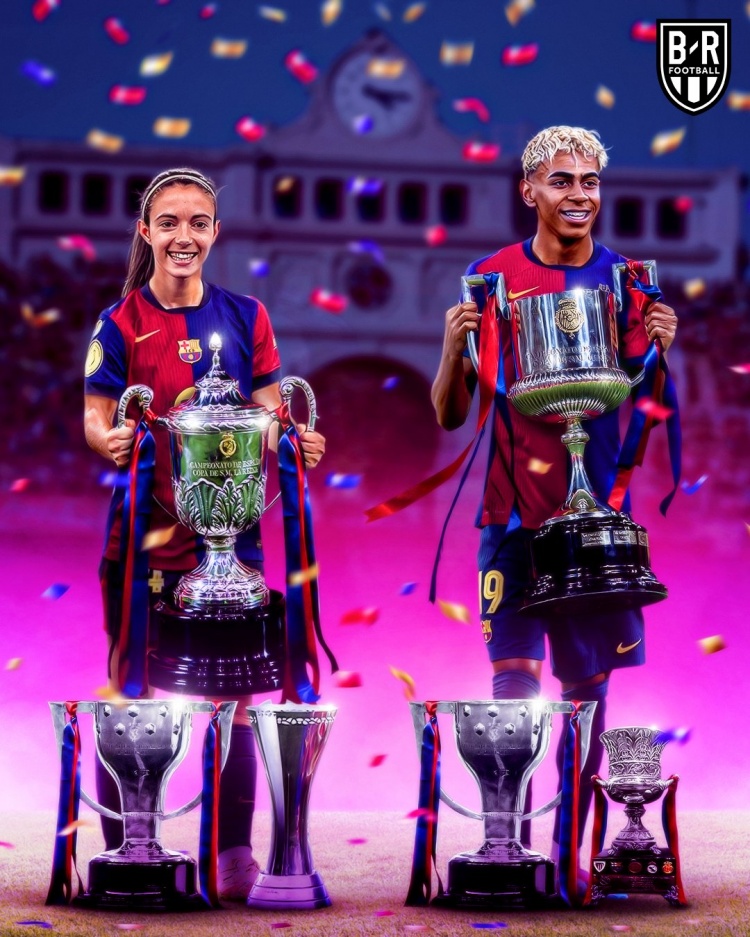 統(tǒng)治力！巴薩男足、女足本賽季都獲得三項(xiàng)國內(nèi)賽事冠軍