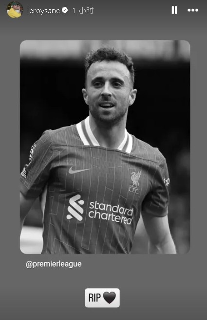 薩內曬圖悼念離世的若塔：R.I.P.