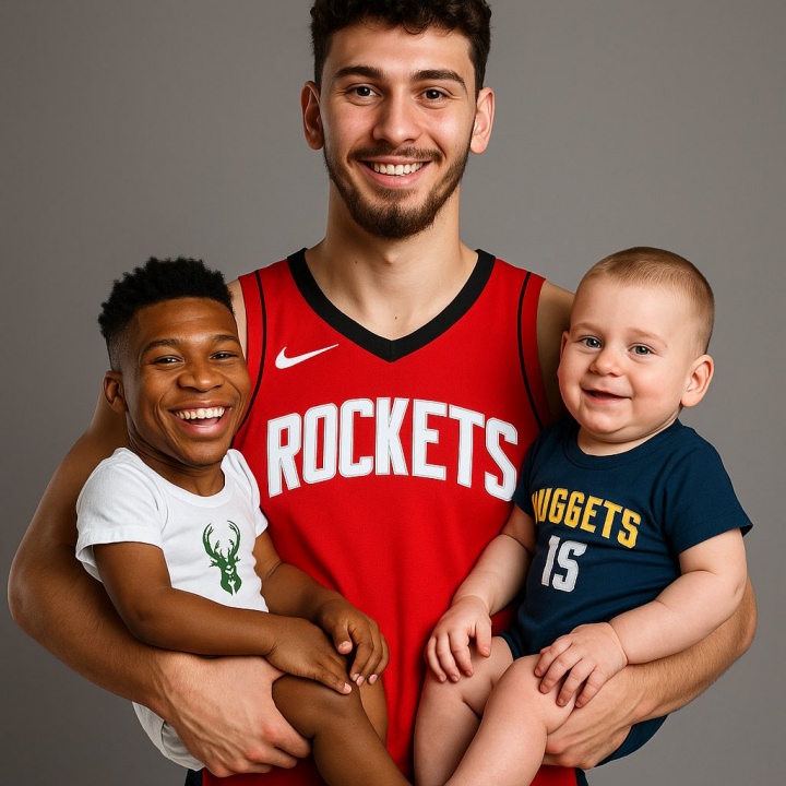 字寶貝+約寶貝！??美網(wǎng)友AI打趣：申京爸爸和他的倆兒子