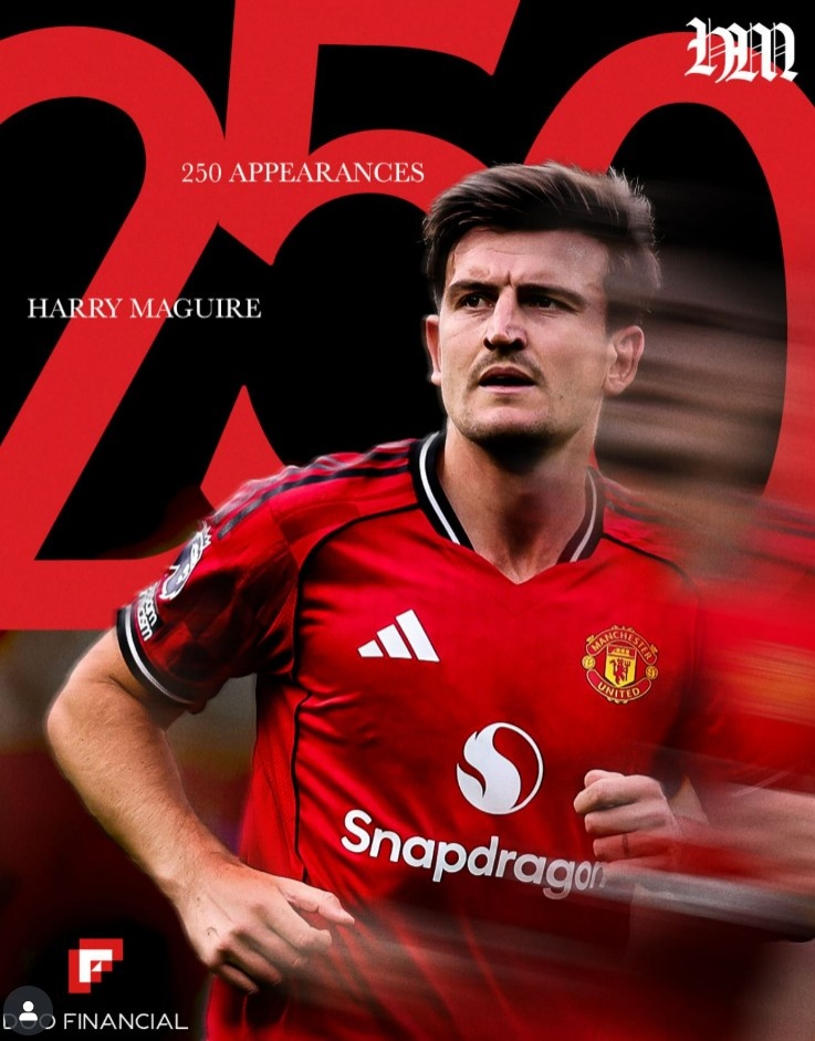 馬奎爾曼市德比替補登場，達成曼聯(lián)生涯250次出場里程碑