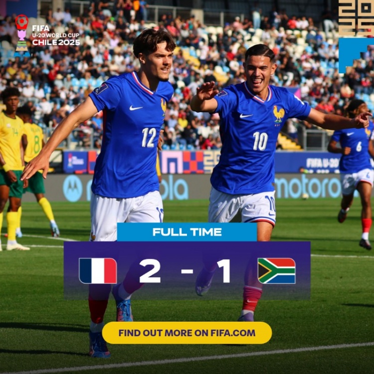 世青賽：法國(guó)U20以2-1勝南非U20取開門紅，貝爾蒙特、米沙爾破門